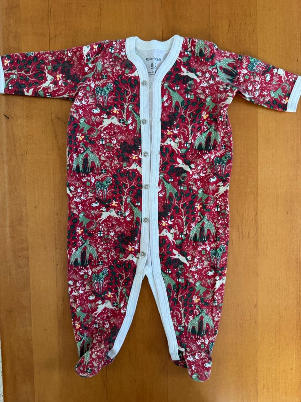 Roller Rabbit Christmas Menagerie Onesie Pajamas (Size 0-3 Months)